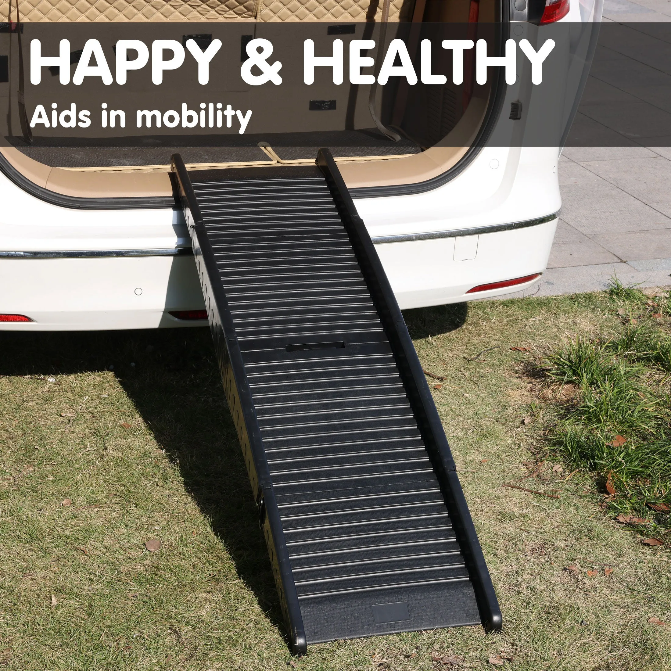152cm Folding Pet Ramp with Rails & Handle - Furtastic
