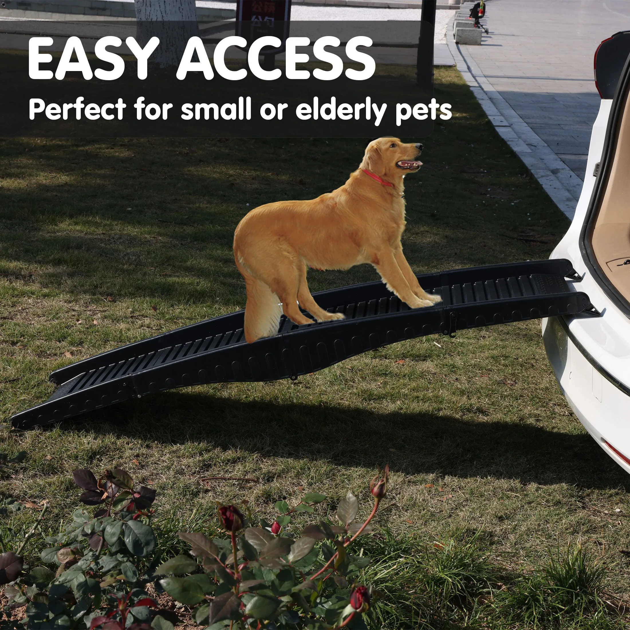 152cm Folding Pet Ramp with Rails & Handle - Furtastic