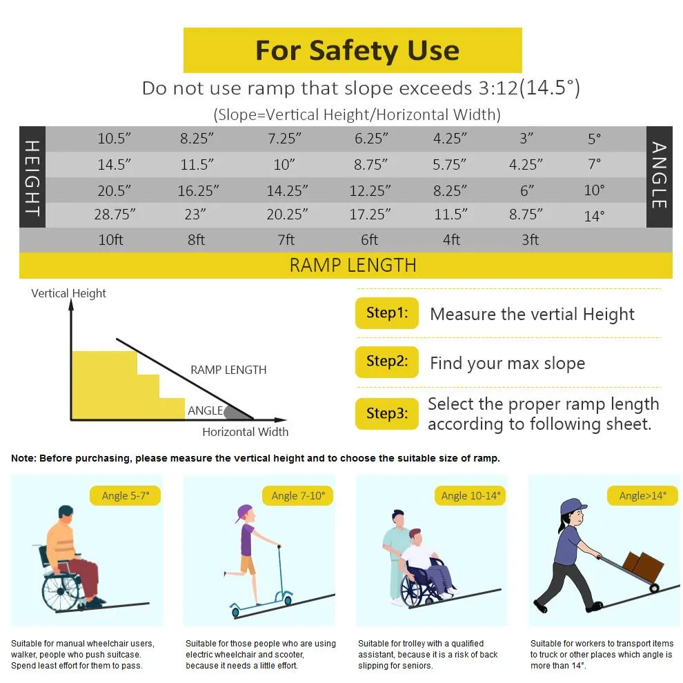 3ft Portable Ramp for Wheelchair Folding Aluminum Alloy Ramp with Handle