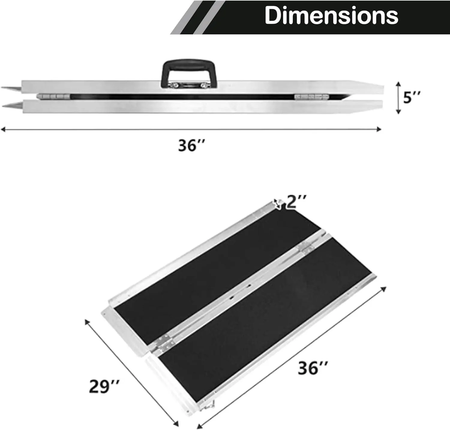 3ft Portable Ramp for Wheelchair Folding Aluminum Alloy Ramp with Handle