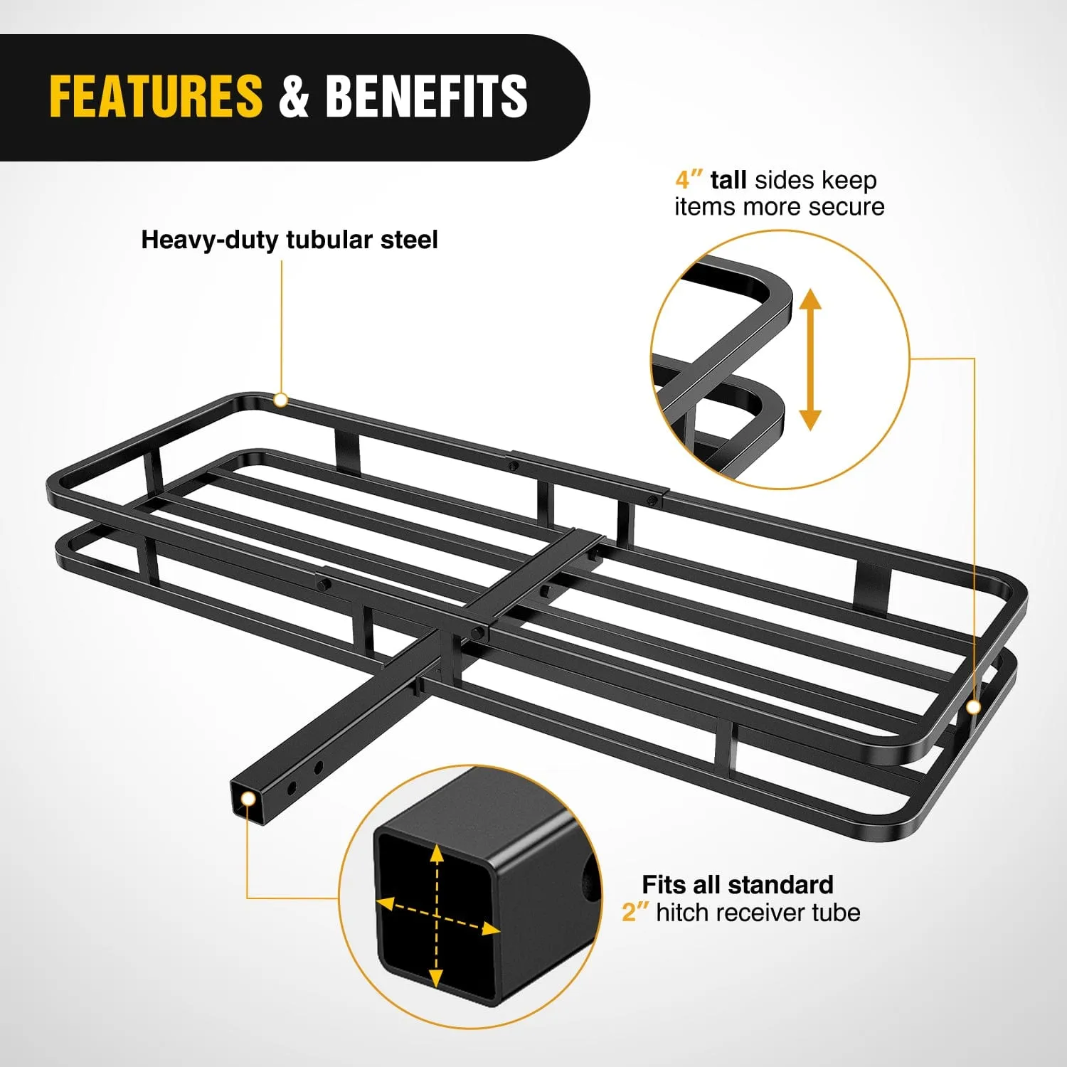 53Inch Hitch Cargo Carrier Fits 2-inch Hitch Receiver