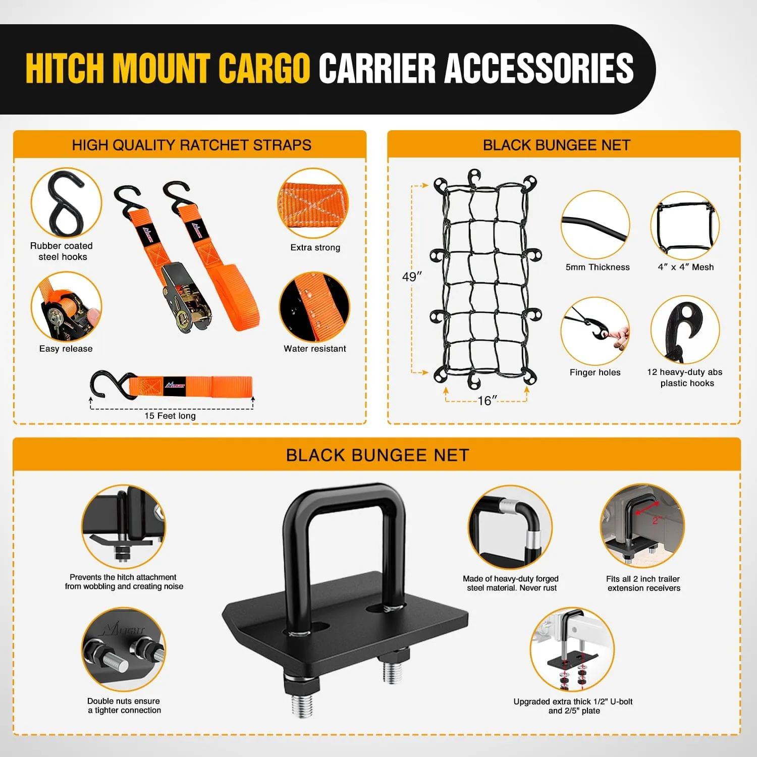 53Inch Hitch Cargo Carrier Fits 2-inch Hitch Receiver