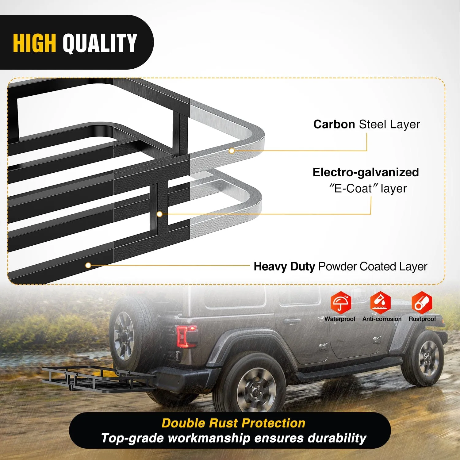 53Inch Hitch Cargo Carrier Fits 2-inch Hitch Receiver