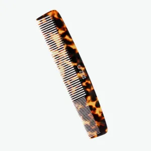 7.5" Handmade Saw-Cut 2-in-1 Beard & Mustache Comb, Tortoiseshell
