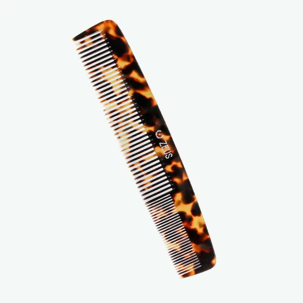 7.5" Handmade Saw-Cut 2-in-1 Beard & Mustache Comb, Tortoiseshell