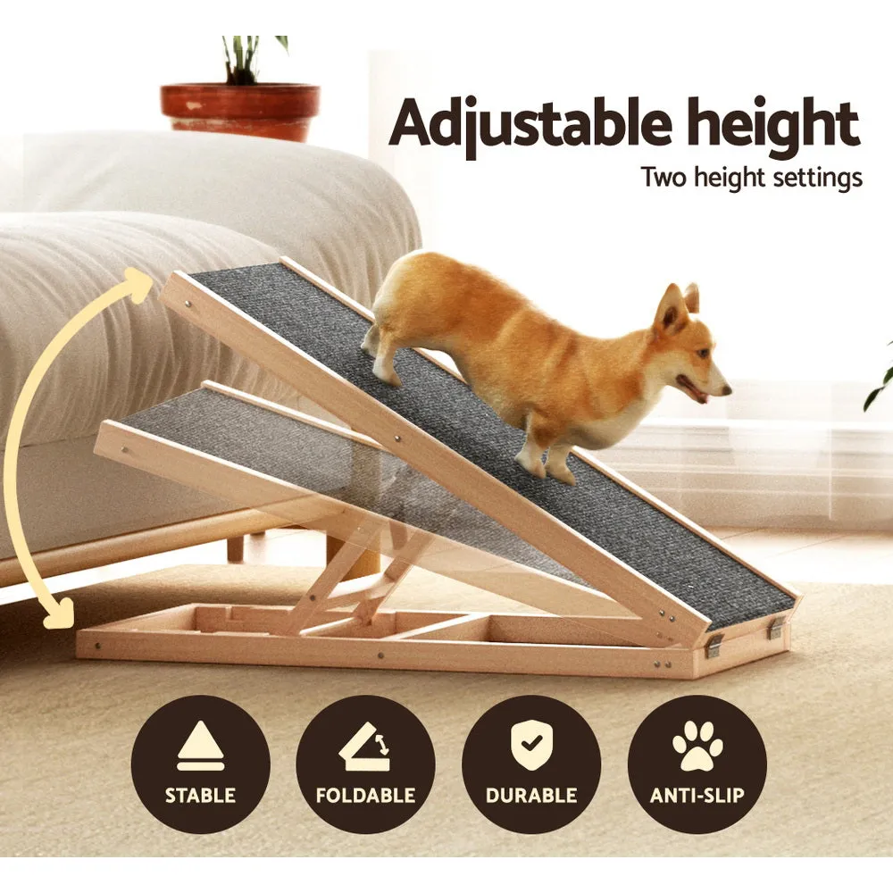 Adjustable Dog Ramp Step, Foldable Wooden for Bed, i.Pet