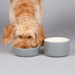 Classic 2 Piece Dog Food & Water Bowl Set - 15cm - Grey