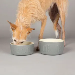 Classic 2 Piece Dog Food & Water Bowl Set - 19cm | 20cm - Grey