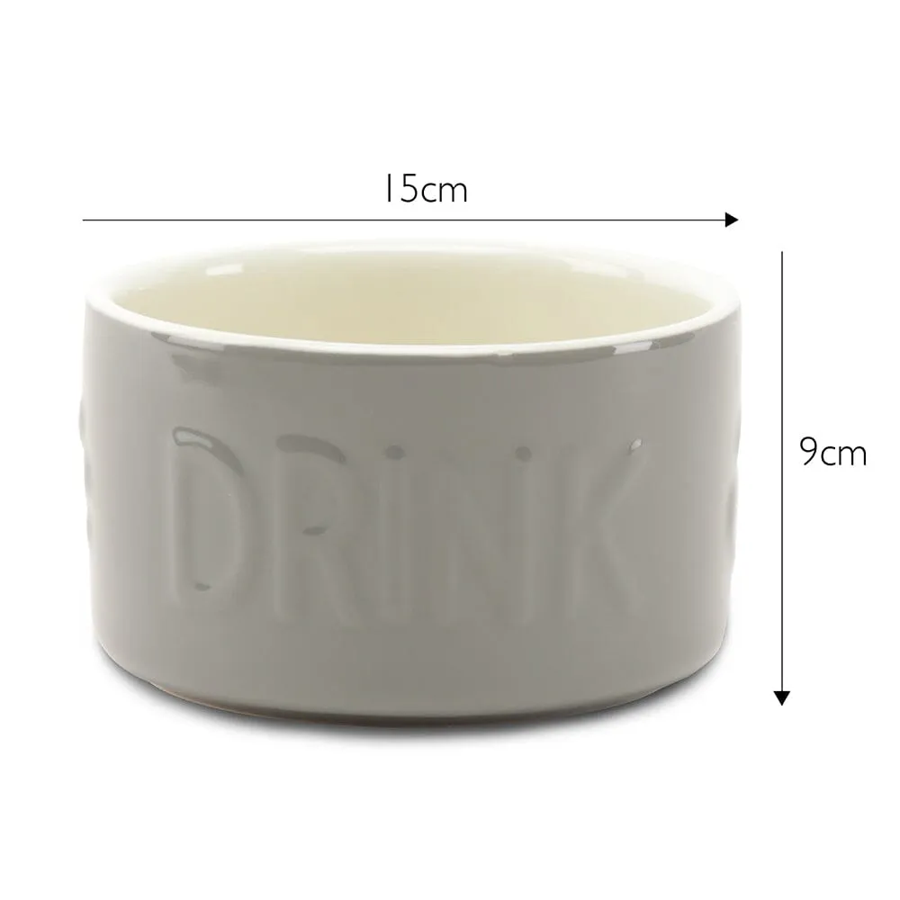 Classic 2 Piece Dog Slow Feeder & Water Bowl Set - 16cm | 15cm - Grey