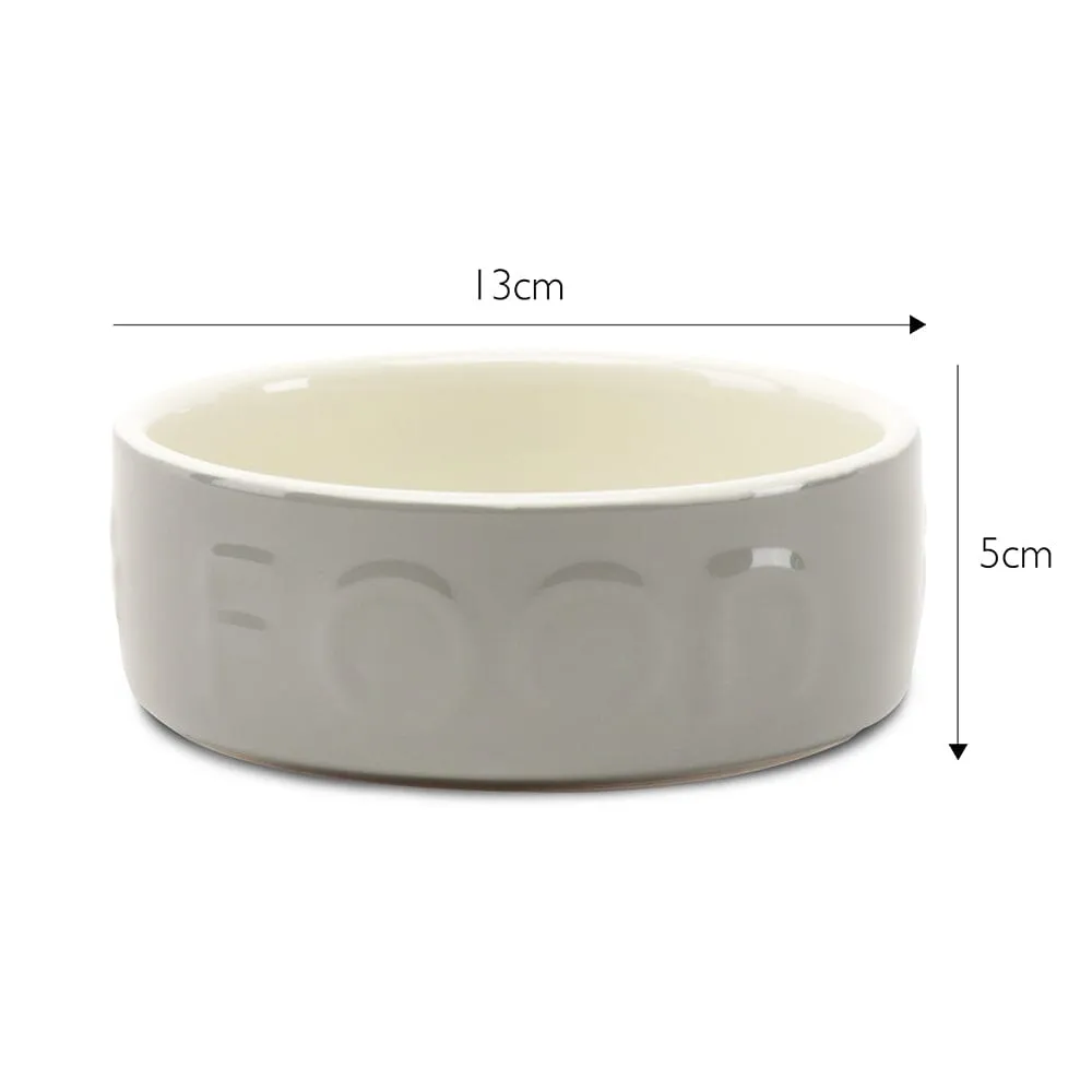 Classic 2 Piece Set 13cm Pet Food & Water Bowl Set - Grey