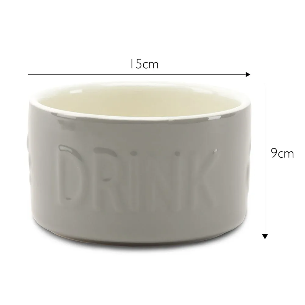 Classic 2 Piece Set 13cm Pet Food & Water Bowl Set - Grey