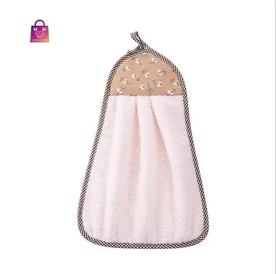 Coral Velvet Hanging Hand Towel Absorbent Kitchen Towel Cleaning Rag Dish Towel Cloths household