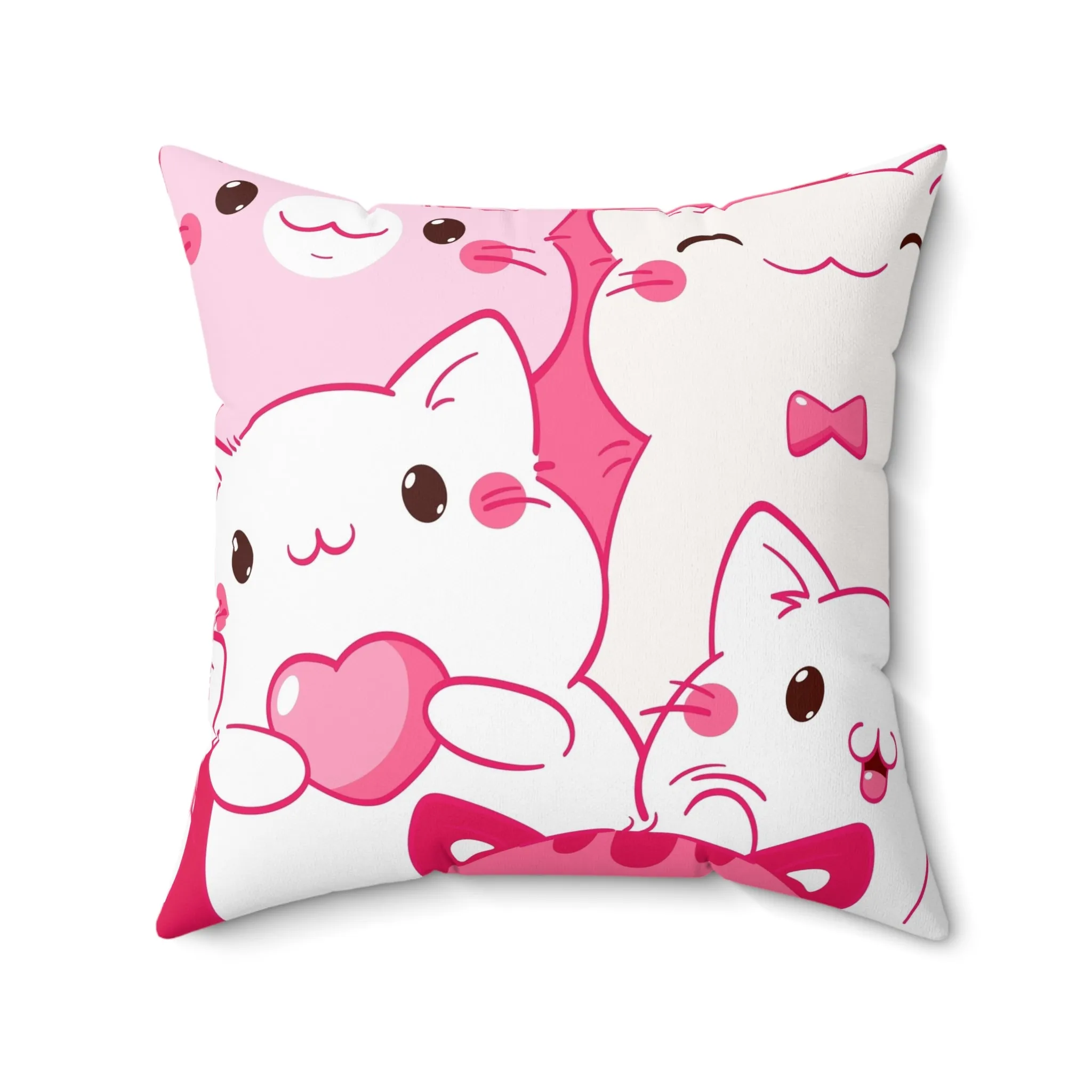 Cute Cat Faux Suede Pillow - Adorable Home Decor for Cat Lovers, Gift for Pet Owners, Cozy Room Accent, Birthday Gift
