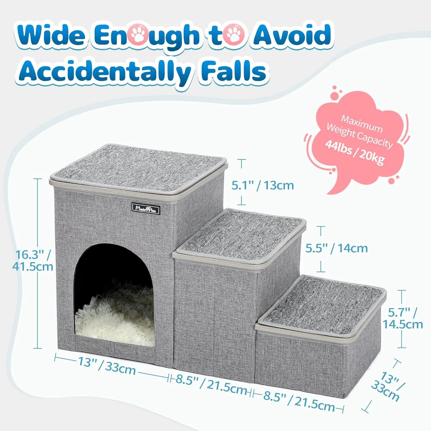 Foldable Doggie Step Stool for Small Dogs with Storage