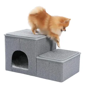 Foldable Doggie Step Stool for Small Dogs with Storage