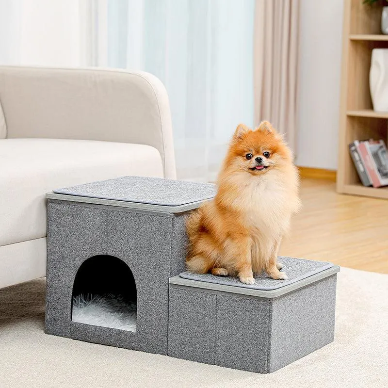 Foldable Doggie Step Stool for Small Dogs with Storage