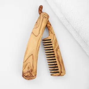 Folding Olive Wood Beard Comb – Premium Handmade Grooming Tool