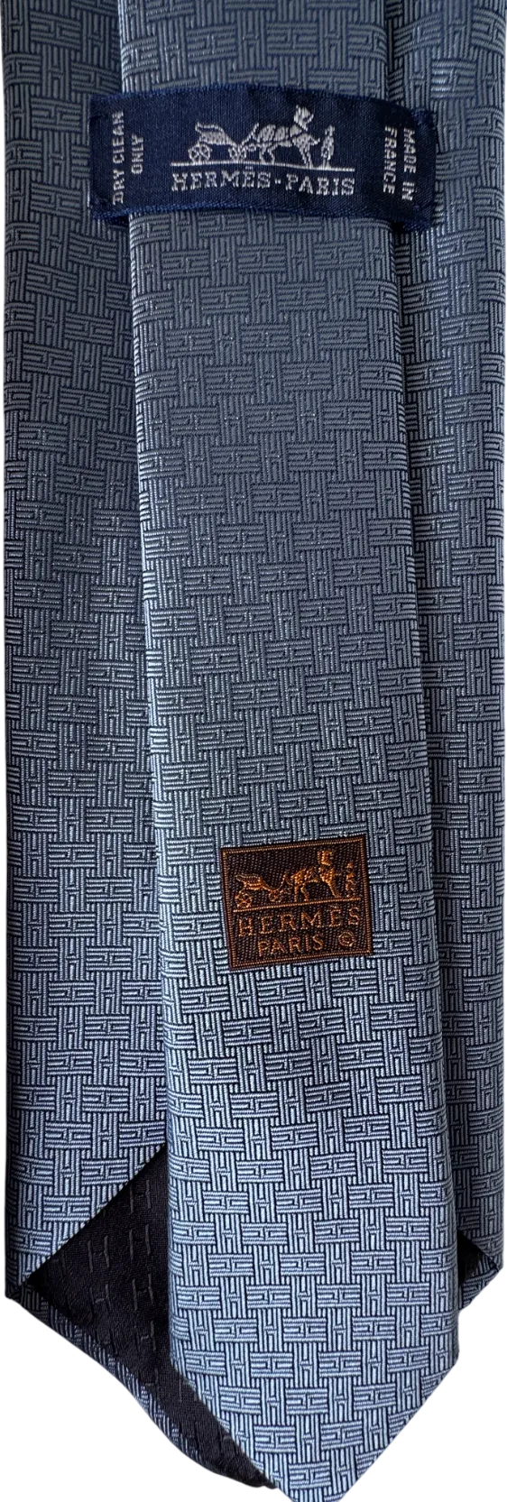 Hermès Blue 'H' Logo 100% Silk Neck Tie 659343T