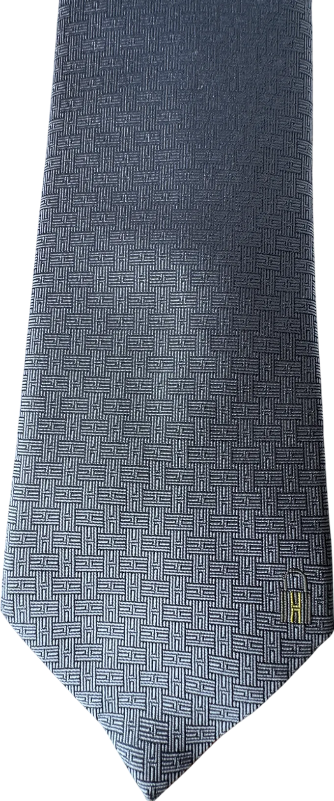 Hermès Blue 'H' Logo 100% Silk Neck Tie 659343T