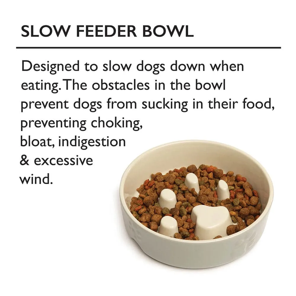 Icon 2 Piece Dog Slow Feeder & Water Bowl Set - 20cm - Light Grey