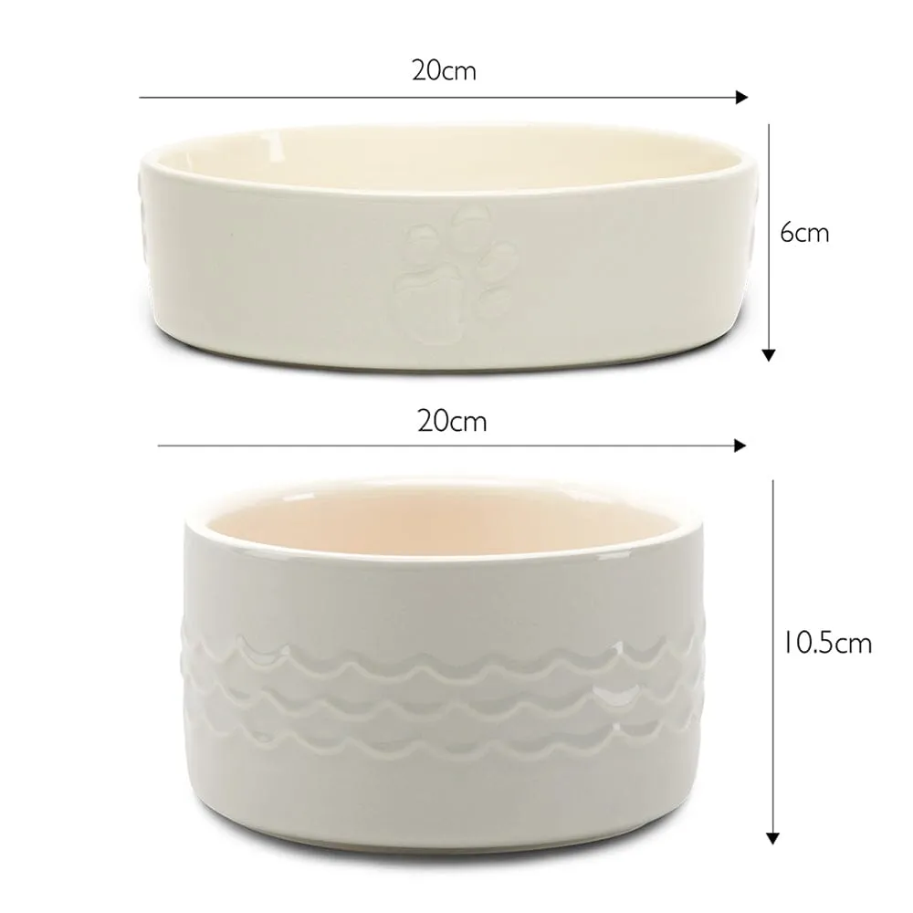 Icon 2 Piece Dog Slow Feeder & Water Bowl Set - 20cm - Light Grey