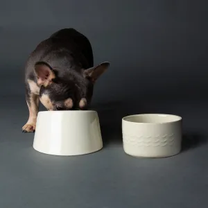 Icon 2 Piece Flat Faced Dog Bowl & Water Bowl - 15cm | 18cm - Cream