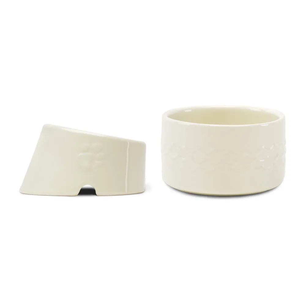 Icon 2 Piece Flat Faced Dog Bowl & Water Bowl - 15cm | 18cm - Cream