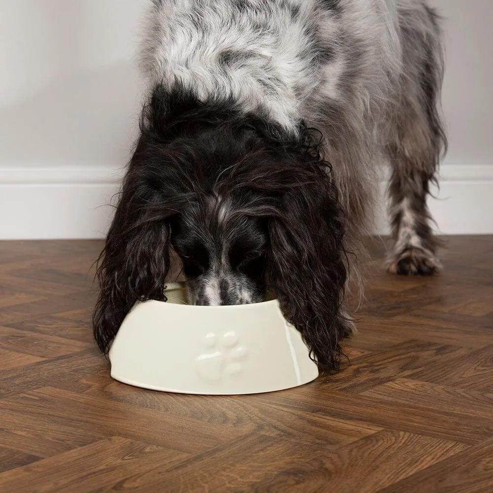 Icon 2 Piece Long Eared Dog Food & Water Bowl - Cream