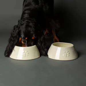 Icon 2 Piece Long Eared Dog Food & Water Bowl - Cream