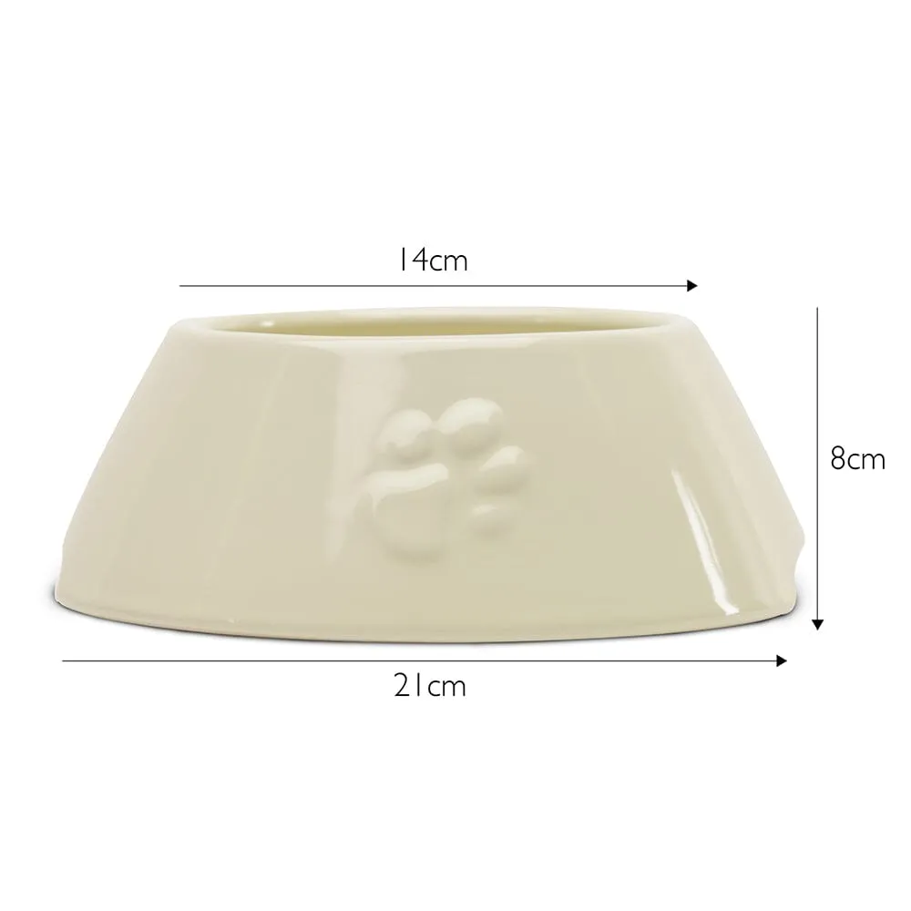 Icon 2 Piece Long Eared Dog Food & Water Bowl - Cream