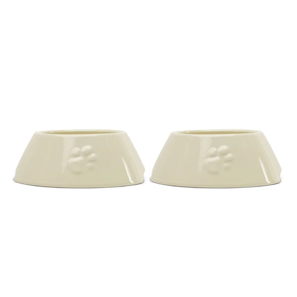 Icon 2 Piece Long Eared Dog Food & Water Bowl - Cream