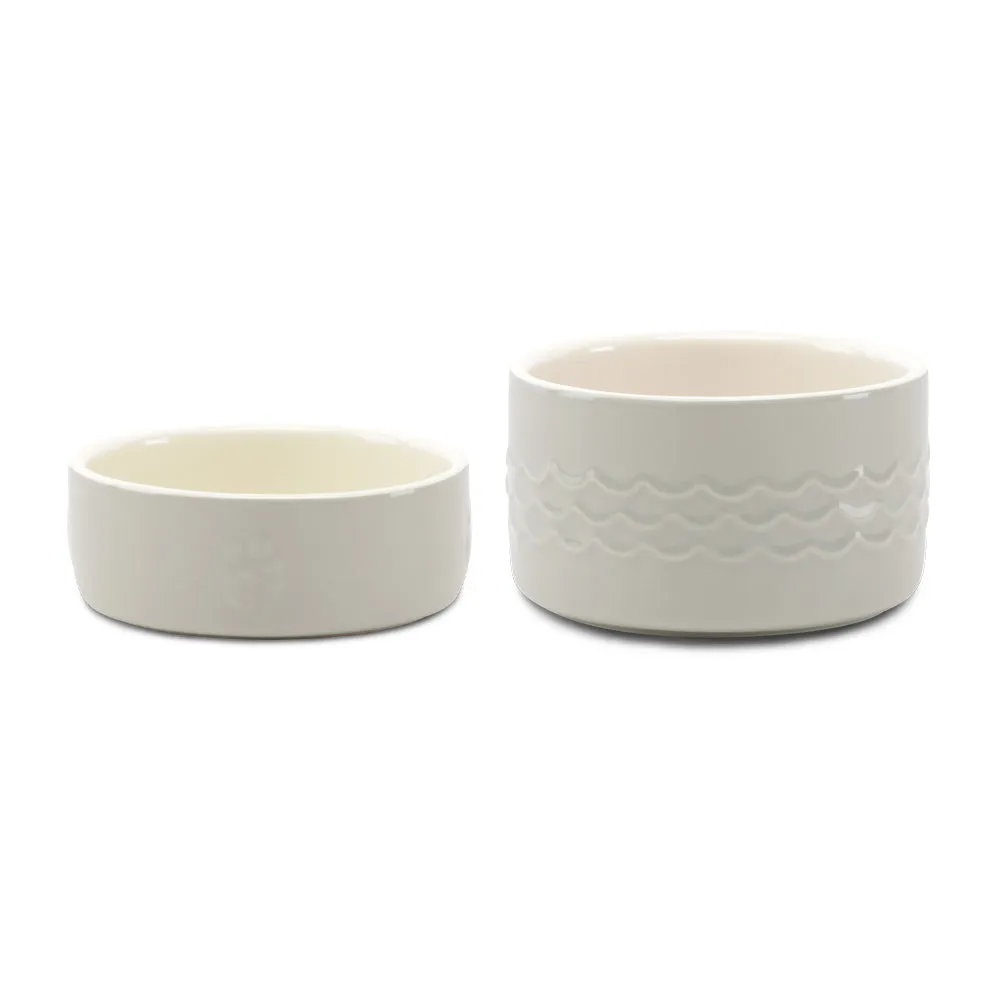 Icon 2 Piece Set 13cm Cat & Small Pet Food & Drink Bowl Set - Light Grey