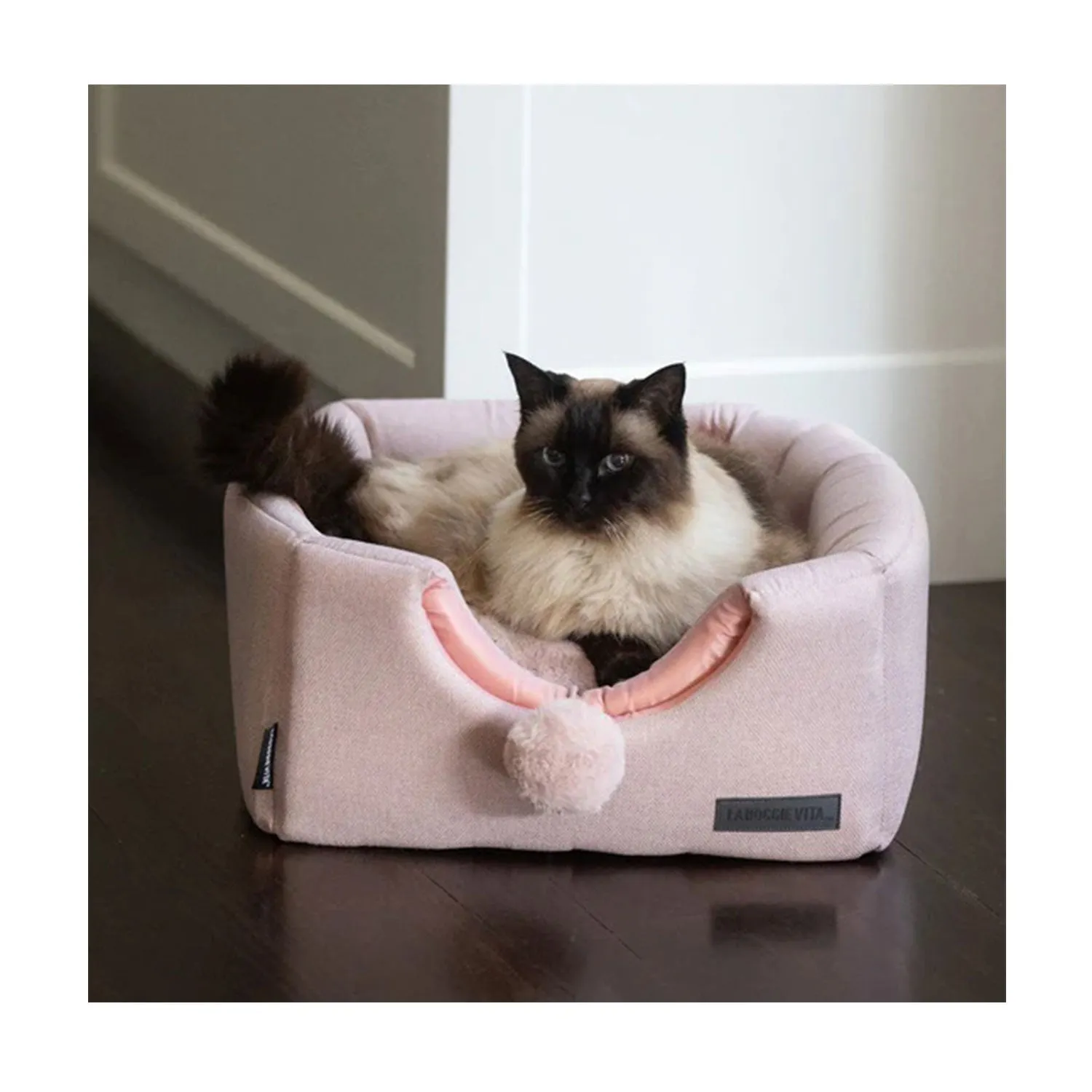 La Doggie Vita Como Pink Cat Cube with Pom Pom