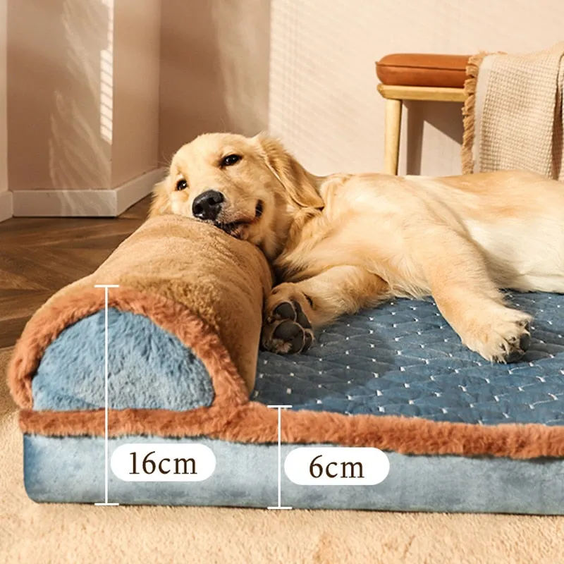 Luxury VIP Pet Bed with Pillow: Premium Cat Mat Sleeping Sofa for Dogs - Golden Retriever Labrador Sleeping Pad - Pet Supplies