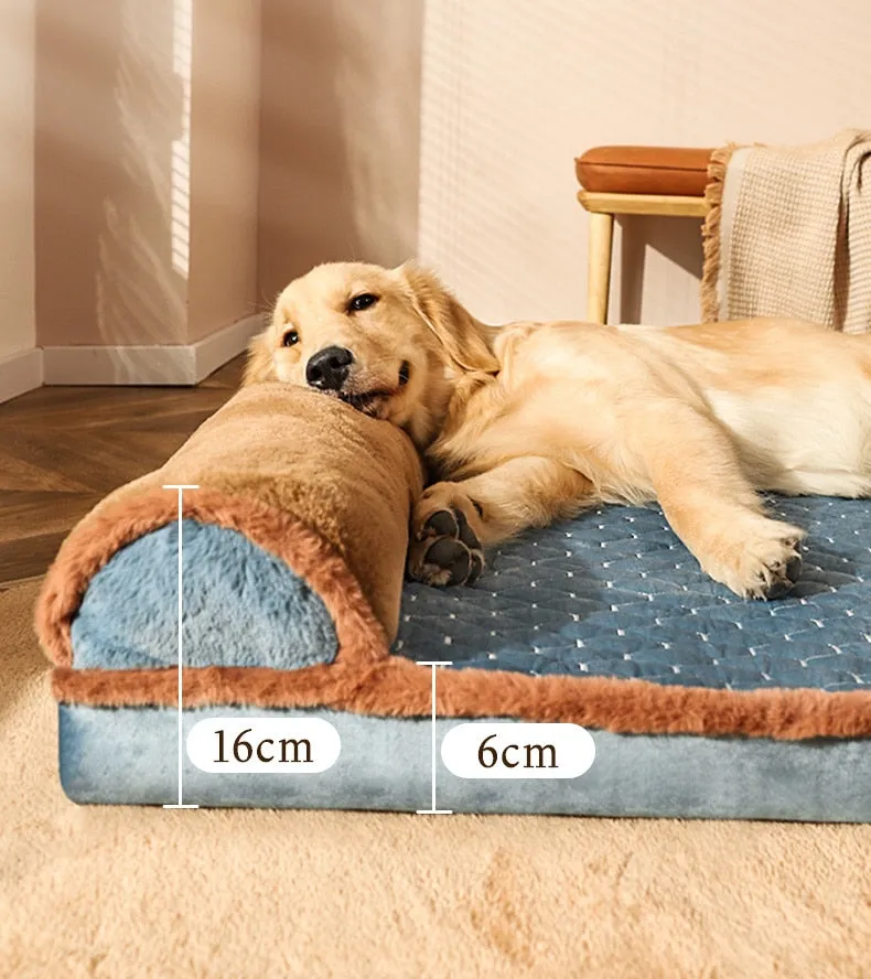 Luxury VIP Pet Bed with Pillow: Premium Cat Mat Sleeping Sofa for Dogs - Golden Retriever Labrador Sleeping Pad - Pet Supplies