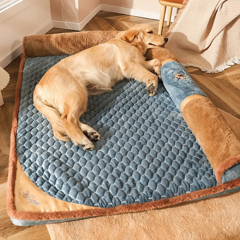 Luxury VIP Pet Bed with Pillow: Premium Cat Mat Sleeping Sofa for Dogs - Golden Retriever Labrador Sleeping Pad - Pet Supplies