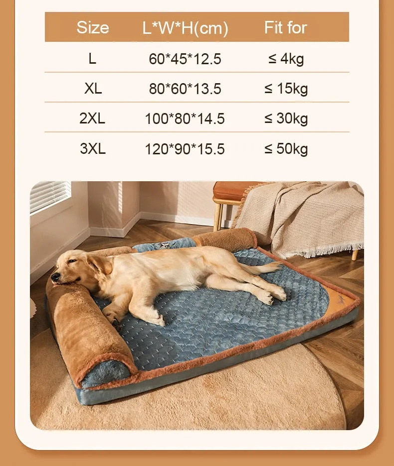 Luxury VIP Pet Bed with Pillow: Premium Cat Mat Sleeping Sofa for Dogs - Golden Retriever Labrador Sleeping Pad - Pet Supplies