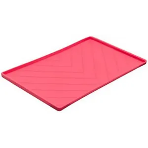 Messy Mutts Silicone Non-Slip Dog Bowl Mat Red