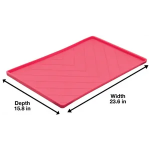 Messy Mutts Silicone Non-Slip Dog Bowl Mat Red