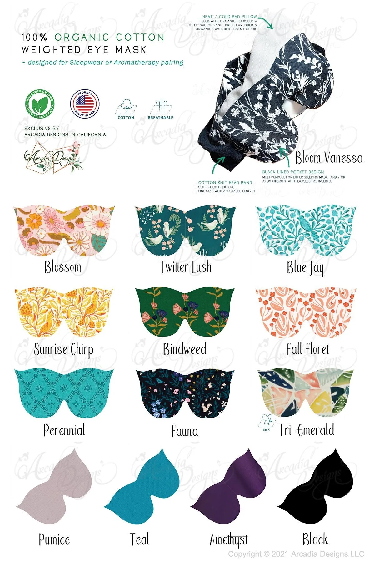 Organic Cotton Sleep Mask with multipurpose flaxseed Lavender pack