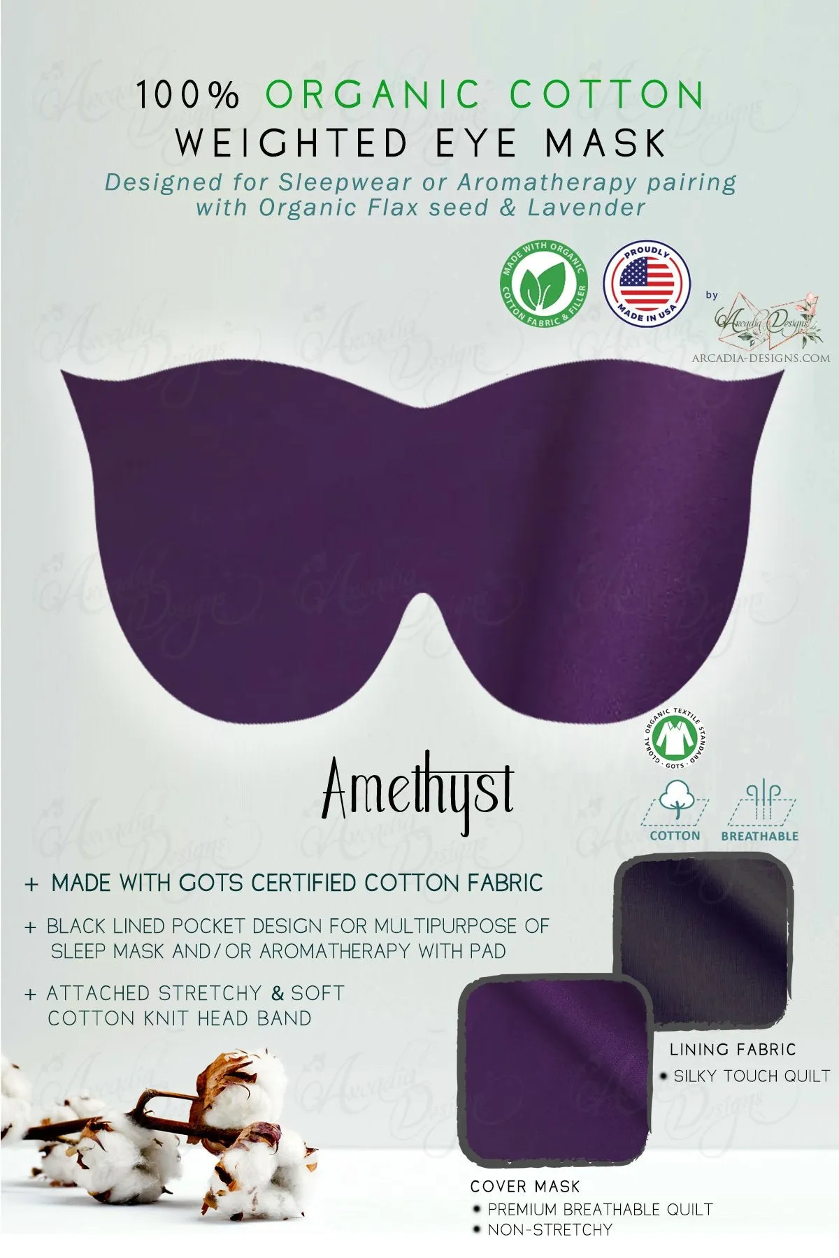 Organic Cotton Sleep Mask with multipurpose flaxseed Lavender pack