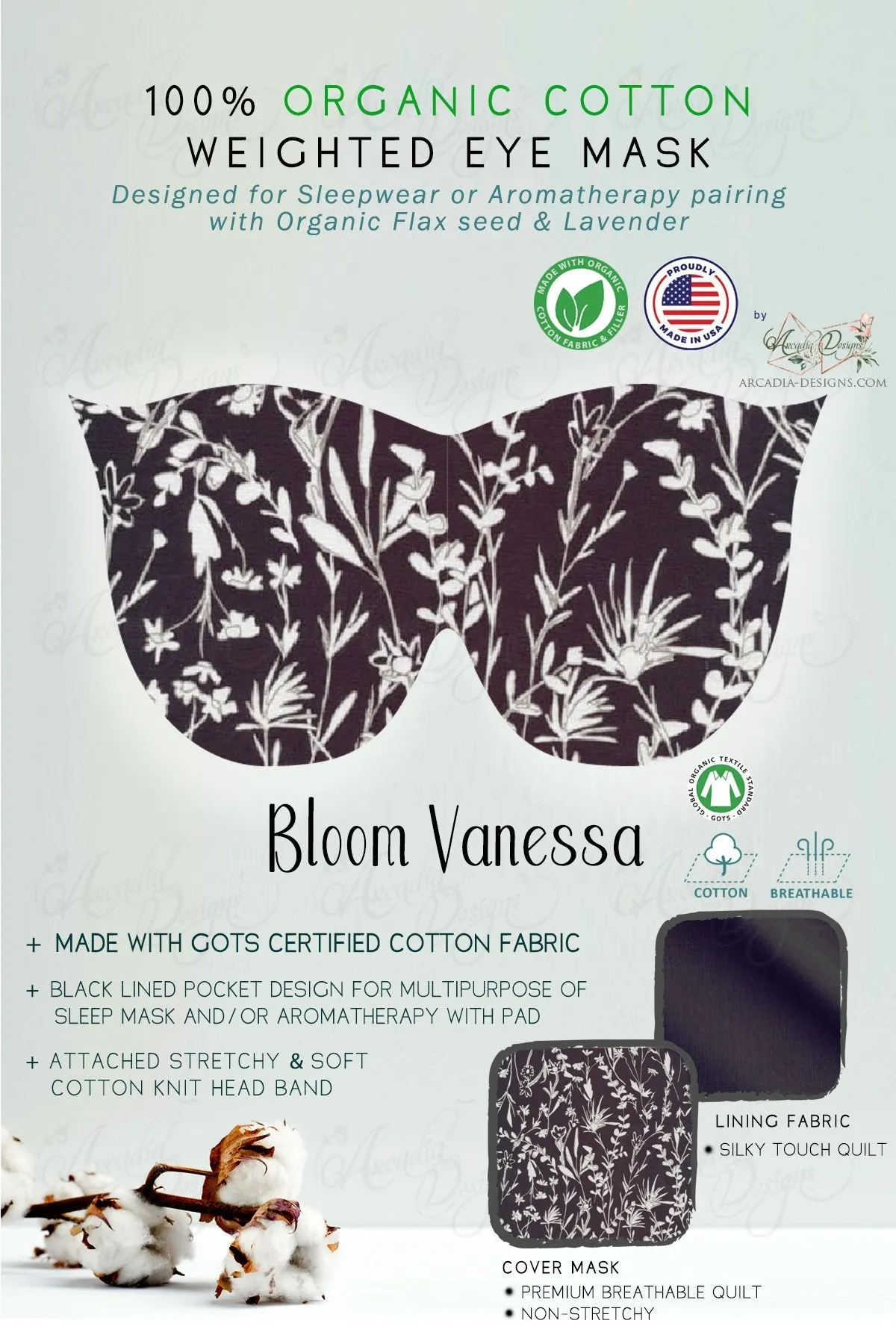 Organic Cotton Sleep Mask with multipurpose flaxseed Lavender pack
