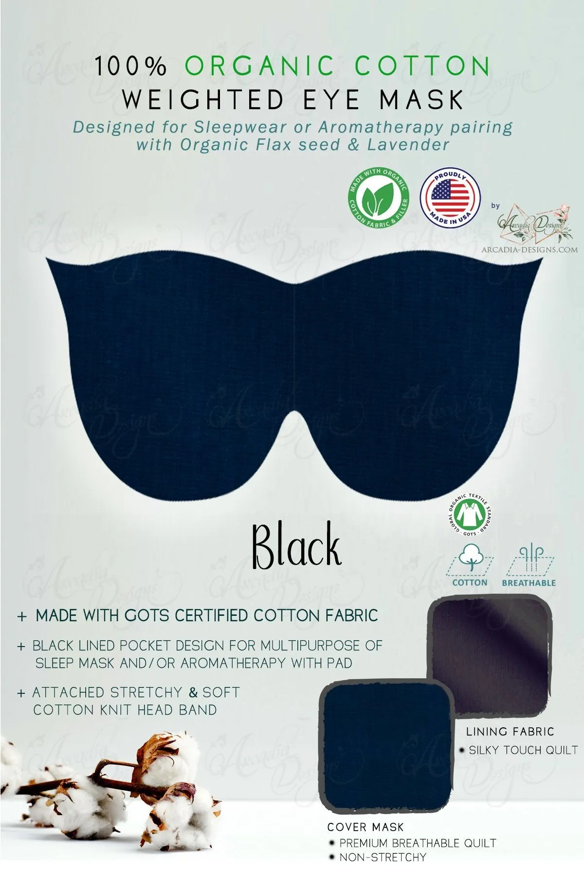 Organic Cotton Sleep Mask with multipurpose flaxseed Lavender pack