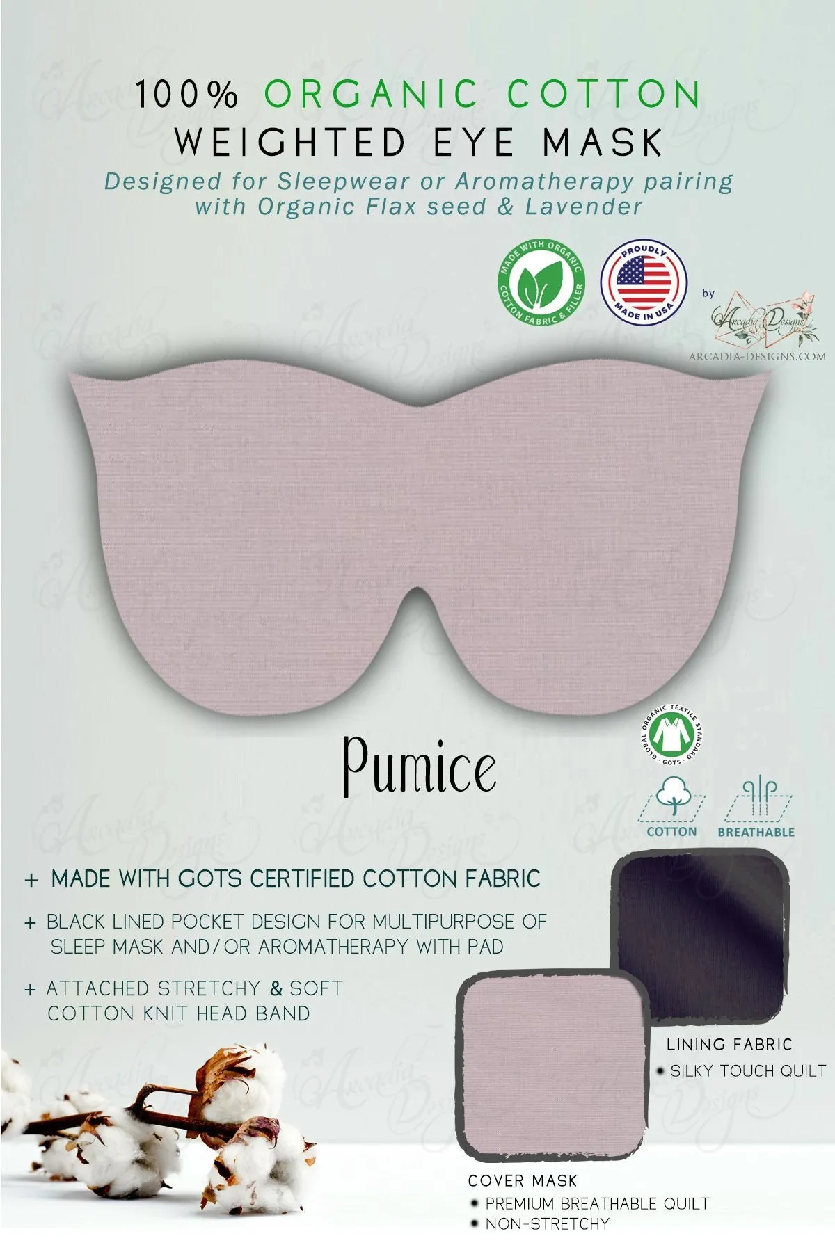 Organic Cotton Sleep Mask with multipurpose flaxseed Lavender pack
