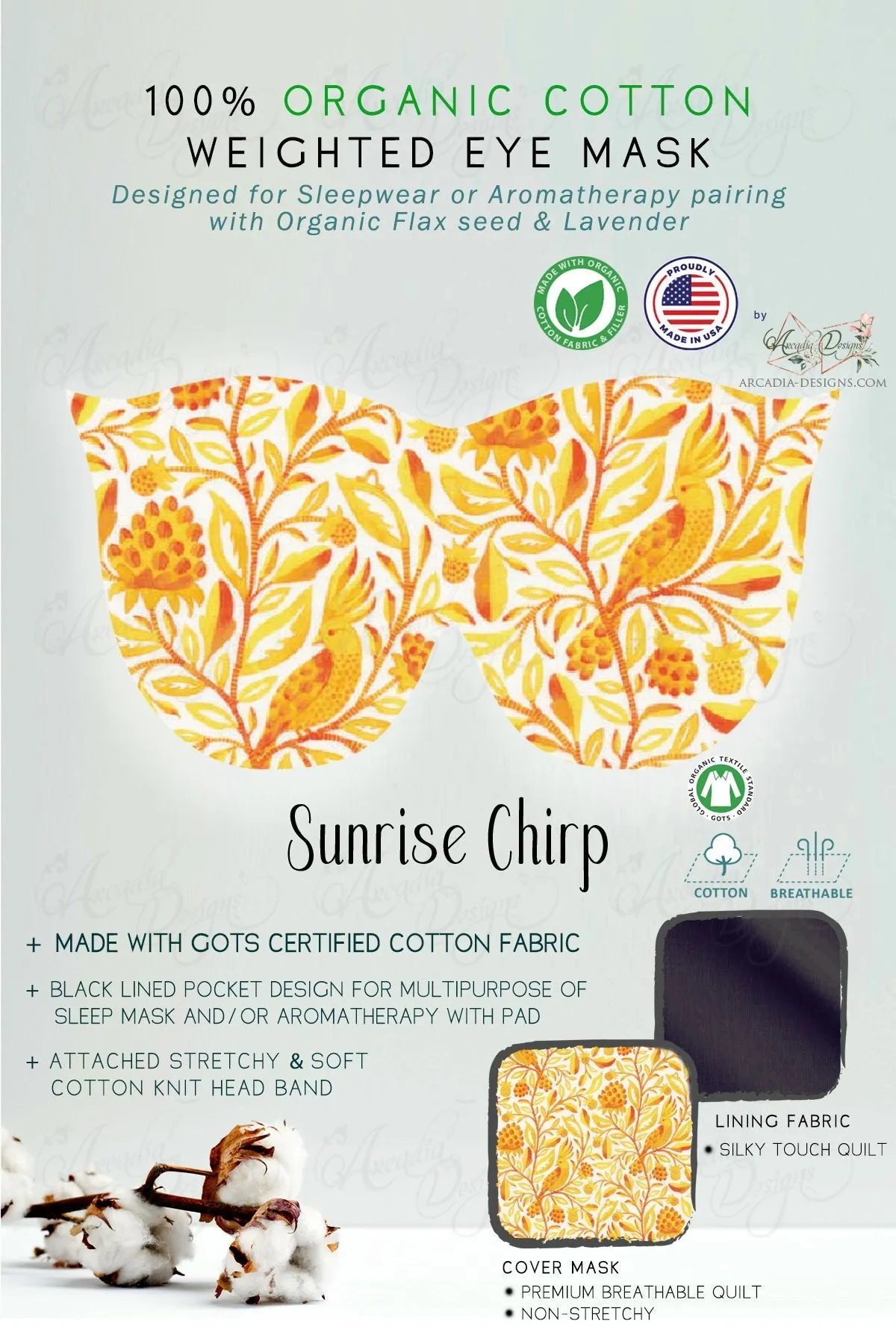 Organic Cotton Sleep Mask with multipurpose flaxseed Lavender pack