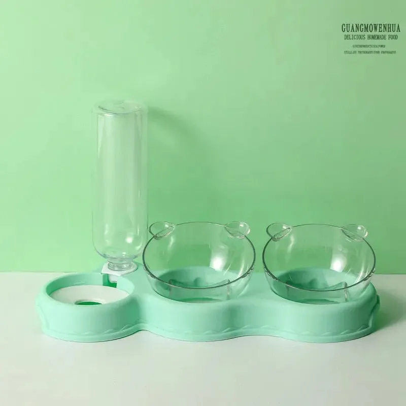 Pet Bowls w/ Auto Water Dispenser - 3 in 1