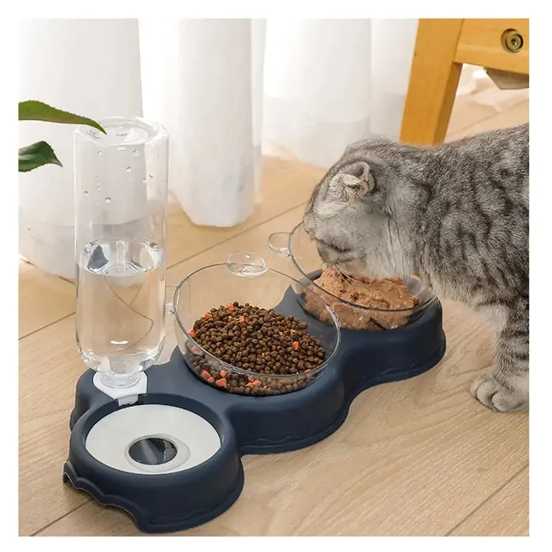 Pet Bowls w/ Auto Water Dispenser - 3 in 1