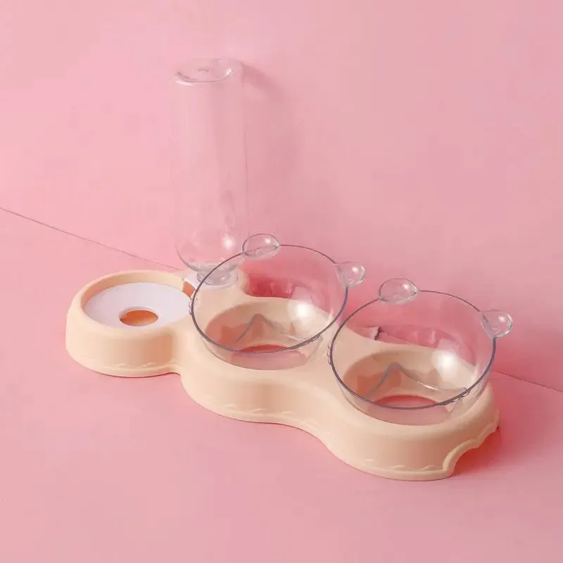 Pet Bowls w/ Auto Water Dispenser - 3 in 1