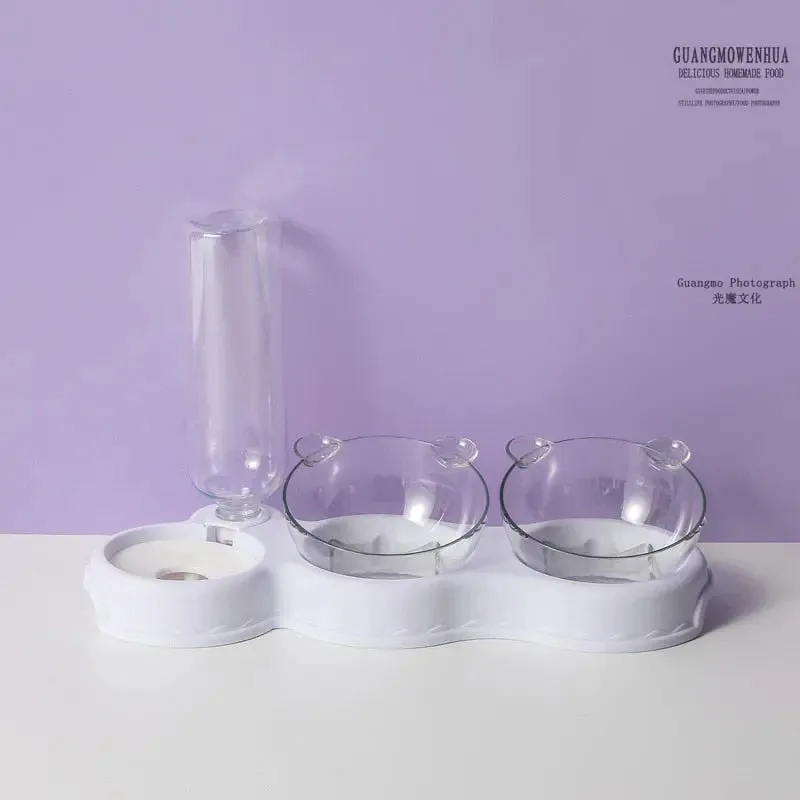 Pet Bowls w/ Auto Water Dispenser - 3 in 1