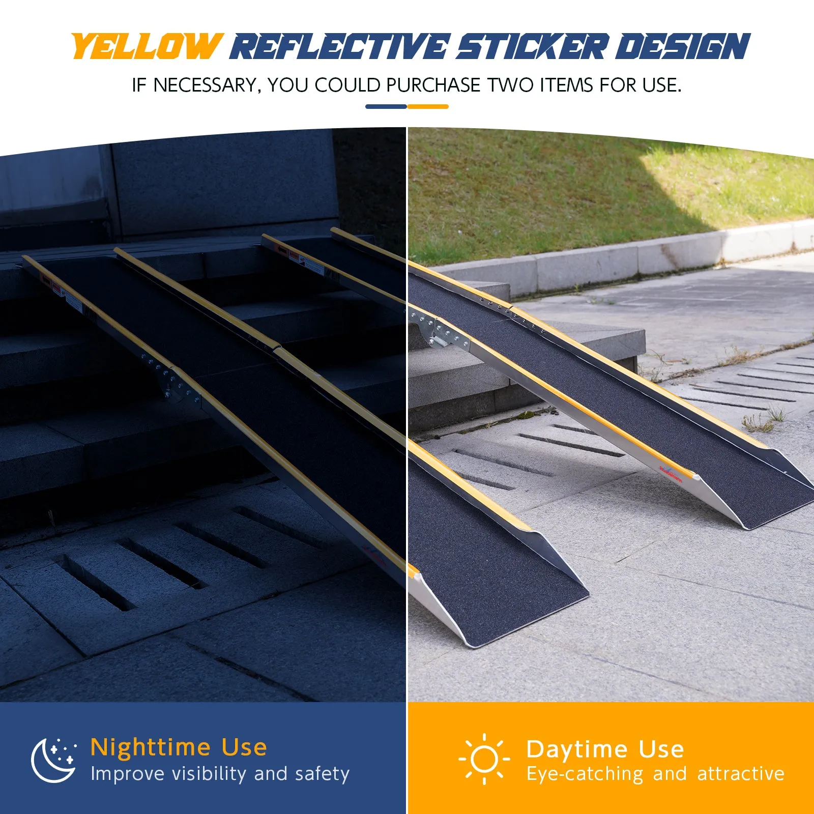 Ruedamann® 6'L × 9.8" W Aluminum Loading Ramp with Non-Slip Surface 1 PC